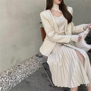 Tweed Jacket / Pleated Skirt