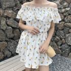 Off Shoulder Short-sleeve A-line Dress / Playsuit
