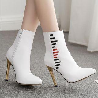 Applique Stiletto Heel Short Boots