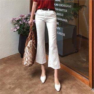 Cropped Cotton Boot-cut Pants