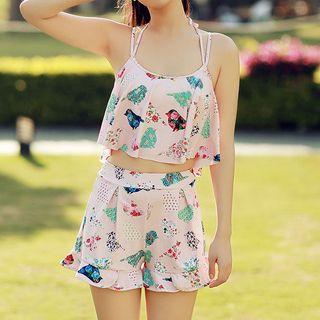 Set: Bird Print Tankini + Cover-up