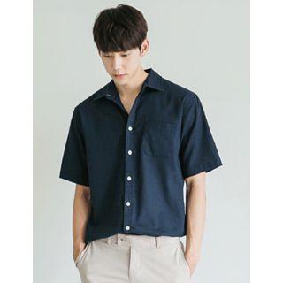 Short-sleeve Linen-blend Shirt