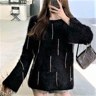 Rhinestone Fringe Sweater