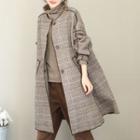 Plaid Single Breasted Coat As Shown In Figure - One Size