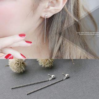 925 Sterling Silver Twisted Dangle Earring 1 Pair - 925 Silver - Silver - One Size