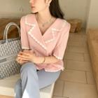 Lace Trim Short-sleeve Double-breasted Blazer