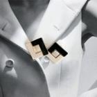 Color-block Square Earrings Black - One Size