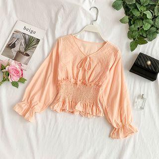Bell-sleeve Smocked Top
