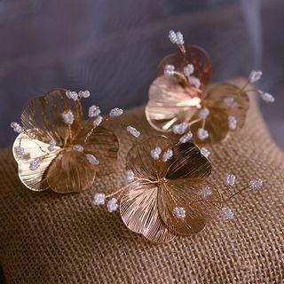 Wedding Petal Faux Crystal Fringed Earring / Hair Clip