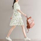 Cactus Print Short-sleeve Shirt Dress
