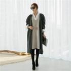 V-neck Slit-hem Long Cardigan