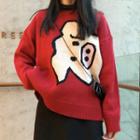 Pig Jacquard Sweater Red - One Size