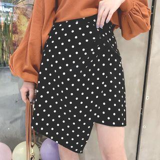 Asymmetric Hem Dotted Mini A-line Skirt