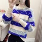Pattern Color Block Sweater