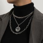 Smiley Pendant Layered Alloy Necklace 1 Pc - Silver - One Size