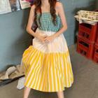 Color Block Strappy Midi A-line Dress As Shown In Figure - One Size