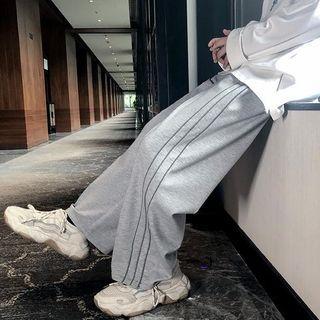 Striped Wide-leg Straight-cut Pants