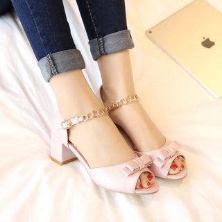 Chain Strap Chunky Heel Sandals