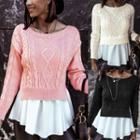 Sweater With Chiffon Frill-trims Detail
