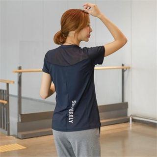 V-neck Mesh-trim Sport Top