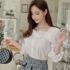 Frilled Sweetheart-neckline Puff-sleeve Blouse