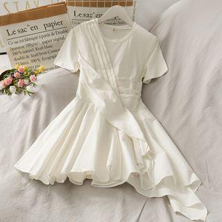 Asymmetric Pleated Mini Dress
