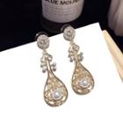 Rhinestone Perforated Earring 1 Pair - Gold - One Size