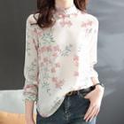Stand Collar Floral Print Qipao Top