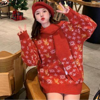 Jacquard Sweater / Scarf