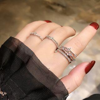 Set Of 3: Rhinestone Ring (assorted Designs)