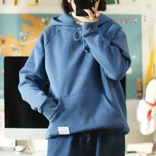 Plain Hooded Pullover Blue - One Size