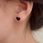 Set Of 6: Heart Glaze Alloy Earring (various Designs) Set - Silver & Black - One Size