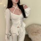 Halter-neck Drawstring T-shirt