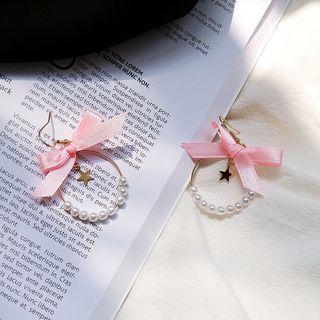 Faux Pearl Bow Hoop Earring