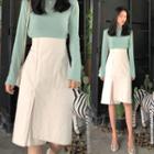 High-waist Pleat-hem Midi Skirt