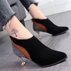 Kitten Heel Colored Panel Ankle Boots