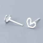 925 Sterling Silver Perforated Heart Stud Earring Silver - One Size