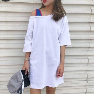 Plain 3/4 Sleeve T-shirt Dress