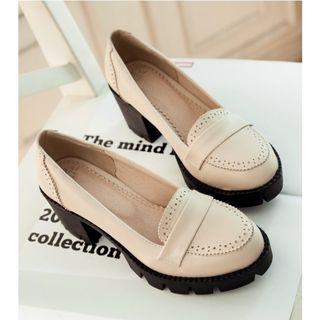 Faux-leather Block-heel Loafers