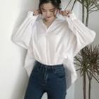 Long-sleeve Button-back Shirt White - One Size