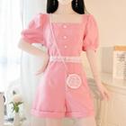 Balloon-sleeve Lace Trim Playsuit