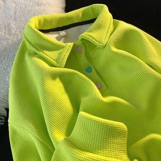 Waffle Pattern Polo Sweatshirt
