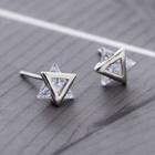 Triangle Caged Rhinestone Stud Earring 1 Pair - One Size