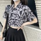 Short-sleeve Leopard Print Shirt / Camisole Top