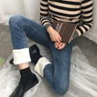 Fleece-lined Panel Jeans