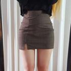Slashed Plaid Micro Miniskirt