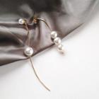 Non-matching Faux Pearl Dangle Earring 1 Pair - S925 Silver Stud Earrings - Gold & White - One Size