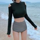 Set: Col Shoulder Swim Top + Bottom