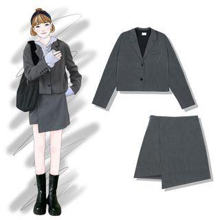 Blazer / Asymmetric A-line Skirt