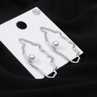 Faux Pearl Irregular Hoop Earring